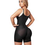 Forma Tu Cuerpo, Fajas Colombianas, Unnoticeable, Open Bust Bodysuit Mid Thigh, Straps, Black. (Ref. C-044) (L)