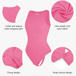 Popilush Body Suits for Womens Tummy Control Shapewear Compression Bodysuits Seamless Thong Halter Cotton Casual Tank Top for Spring & Summer
