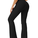 FOHOFO Yoga Pants Women, Flare Leggings for Women with Pockets Crossover High Waisted Bootcut Yoga Pants Black