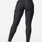 YEOREO CoreFlex Workout Cargo Leggings with Pockets for Women Hidden Scrunch Butt Lifting Leggings Gym Yoga Pants Black M