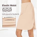 MANCYFIT Half Slips for Women Underskirt Short Mini Skirt with Floral Lace Trim Nude Medium