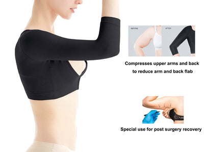 KSKshape Arm Shaper for Women Arm Compression Sleeves Post Surgical Slimming Sleeves Posture Corrector Tops Shapewear Black