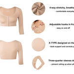 KSKshape Arm Shaper for Women Post Surgery Arm Lipo Compression Sleeves Front Closure Shapewear Bra Posture Corrector Tank Top,Beige,S