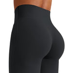 YEOREO Workout Leggings Womens No Front Seam Straight Leggings 33" High Waist Buttery Eddiy Gym Yoga Pants Black L