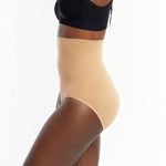 Underoutfit High Waisted Underwear for Women- Tummy Control Shapewear Panty- Small to Plus Sizes, Coffee, Large