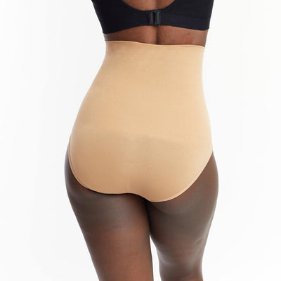 Underoutfit High Waisted Underwear for Women- Tummy Control Shapewear Panty- Small to Plus Sizes, Coffee, Large