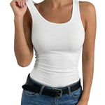 CHICME Womens Seamless Shapewear Camisole Tummy Control Tank Top for Women Slimming Body Shaper Vest Comfortable Invisible Undershirt for Daily Wear-White-M