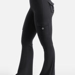 YEOREO CoreFlex Women Workout Flare Leggings with Pockets Hidden Scrunch High Waisted Cargo Gym Yoga Leggings Black M