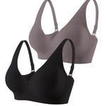 Gailife Deep V Jelly Bras for Women No Underwire Wireless Seamless Push Up Bra Comfort Support Plunge Bralette Full Coverage -BK/GR,3XL