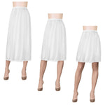 Haysandy 3 Pieces Half Slips for Women 3 Kinds of Length 19, 27, 35 Inch Slip Under Dress Satin Lace Long Skirt (White, X-Large)