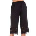 MANCYFIT Pettipant Half Slip for Women Bloomers 12-18" Inseam Wide Leg Lace Pajama Pants Black XX-Large