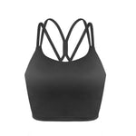 HSIA Strappy Sports Bra, Medium Support Padded Sports Bra Womens Criss Cross Back Yoga Workout Bra Crop Top Black