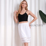 MANCYFIT Half Slips for Women Underskirt Dress Extender Lace Trim Knee Length Midi Skirt 19-26" Length White Medium