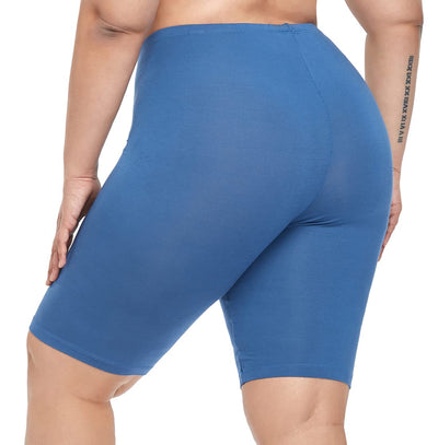 VOGUEMAX Women's Plus Size Short Leggings Stretchy Slip Shorts Mid Thigh Lightweight Pants Gray Blue