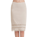 MANCYFIT Half Slips for Women Underskirt Dress Extender Lace Trim Knee Length Midi Skirt Natural Large