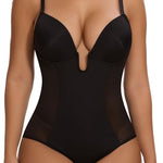 SHAPERIN Women's Backless Body Shaper Bra Faja U Plunge Low Back Shapewear Tummy Control Bodysuit