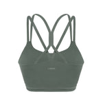 HSIA Sports Bras for Women Strappy Criss Cross Back Medium Support Yoga Crop Top with Removable Padded Cup Army Green