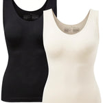 ATTLADY Womens Tummy Control Shapewear Tank Cami, 2 Pack Body Shaper Camisole, Compression Tank Top for Daily Wear & Layering