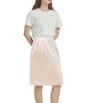 Ellames Women's 2 Pieces Half Slips for Under Dresses Satin Long Underskirt Half Slip Shirt Skirt Extender Black & Nude 23" Medium