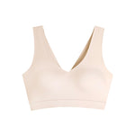 Floatley Cozy Bra Comfort Wirefree Full Coverage Seamless Bra with Embedded Pad for Women Size XL Champagne