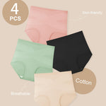 QUASTI Women's High Waisted Underwear Tummy Control Cotton Postpartum Panties Full Coverage Briefs 4 Pack(XL) Multicolor