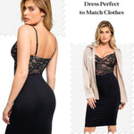 Popilush Lace Midi Dress Shapewear Dresses for Women V-Neck Slip Adjustable Straps Bodycon Slip with Underwire