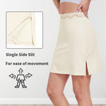 MANCYFIT Half Slips for Women Underskirt Short Mini Skirt with Floral Lace Waistband Beige Large