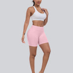 CHRLEISURE Workout Shorts for Women, High Waisted Butt Lifting Scrunch Sports Seamless Gym Shorts Set (BlackNavyPinkLGray,S)
