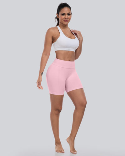 CHRLEISURE Workout Shorts for Women, High Waisted Butt Lifting Scrunch Sports Seamless Gym Shorts Set (BlackNavyPinkLGray,S)