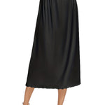 Brinkina Black Half Slip for Women S Size 35" – Light weight Non Cling Satin Underskirt with Lace Trim, Anti Static Dress Liner for Midi/Maxi Skirts (106Black,S)