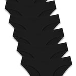 FINETOO 6 Pack Women’s Seamless Hipster Underwear No Show Panties Invisibles Briefs Soft Stretch Bikini Underwears XS-XXL(M) Black