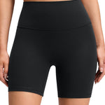 CRZ YOGA Butterluxe No Front Seam Biker Shorts 6" - High Waisted Lounge Pilates Workout Athletic Womens Buttery Soft Black Small