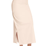 MANCYFIT Half Slips for Women Under Dresses Lace Waistband Long Under Skirt with Slit Nude Large