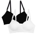 Fruit of the Loom Women's Seamless Wire Free Push-up Bra, Black Hue/White 2-Pack, 36D