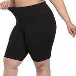 VOGUEMAX Women's Plus Size Short Leggings Stretchy Slip Shorts Mid Thigh Lightweight Pants Black