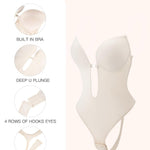 Slimers Backless Plunge Shapewear for Women: Low Back Thong Shaper to Daily | Open Back bodysuits with Open Crotch Daily Use, Invisible Under Wedding & Formal Dresses