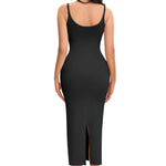 Miguofan Shapewear Slips for Under Dresses Full Slip Dress for Women Tummy Control Seamless Body Shaper V Neck Slip (US, Alpha, Large, Regular, Regular, Black)