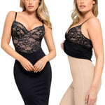 Popilush Lace Midi Dress Shapewear Dresses for Women V-Neck Slip Adjustable Straps Bodycon Slip with Underwire
