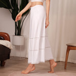 MANCYFIT Half Slip for Women Under Dresses Full Length Long Under Skirt with Lace 36" White Large