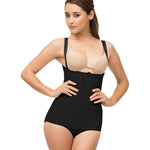 Isavela Body Suit Panty Length W/Suspender Plastic Surgery Compression Garment W/Zipper (BS01) (SM, Black)