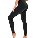 High Waisted Leggings for Women - No See Through Tummy Novelty Workout Yoga Pants with Pockets Reg & Plus Black