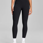 HeyNuts Pure&Plain Workout Pro 7/8 Leggings for Women, High Waisted Athletic Compression Tummy Control Yoga Pants 25'' Black L(12)