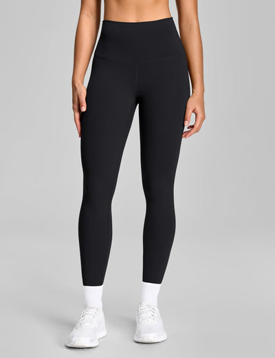 HeyNuts Pure&Plain Workout Pro 7/8 Leggings for Women, High Waisted Athletic Compression Tummy Control Yoga Pants 25'' Black L(12)