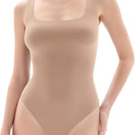 Popilush Double Lined Square Neck Body suits Backless Bodysuit Tank Tops Comfortable Bodysuits Tops