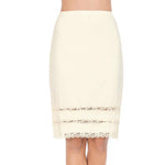 MANCYFIT Half Slips for Women Underskirt Dress Extender Lace Trim Knee Length Midi Skirt Beige Large