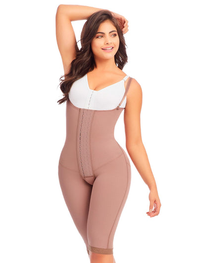 DELIE Fajas Colombianas Moldeadoras 186 High Compression Knee Length Girdle, 3 Lines of Hooks Butt Lifting Shapewear