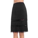 MANCYFIT Half Slips for Women Underskirt Dress Extender Lace Trim Knee Length Midi Skirt 14-25" Length Black Small