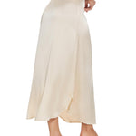 MANCYFIT Long Half Slip for Women Under Dress Satin Slip Skirt Extenders 36" Maxi Underskirt Nude XX-Large