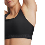 Under Armour Womens Crossback Mid Impact Sports Bra , Black (001)/Jet Gray , Large