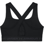 Under Armour Womens Crossback Mid Impact Sports Bra , Black (001)/Jet Gray , Large